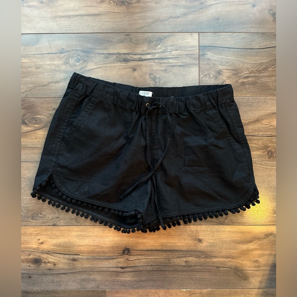 J.Crew Black Linen Pom Pom Shorts XS Coastal Grandma Resort Vacation